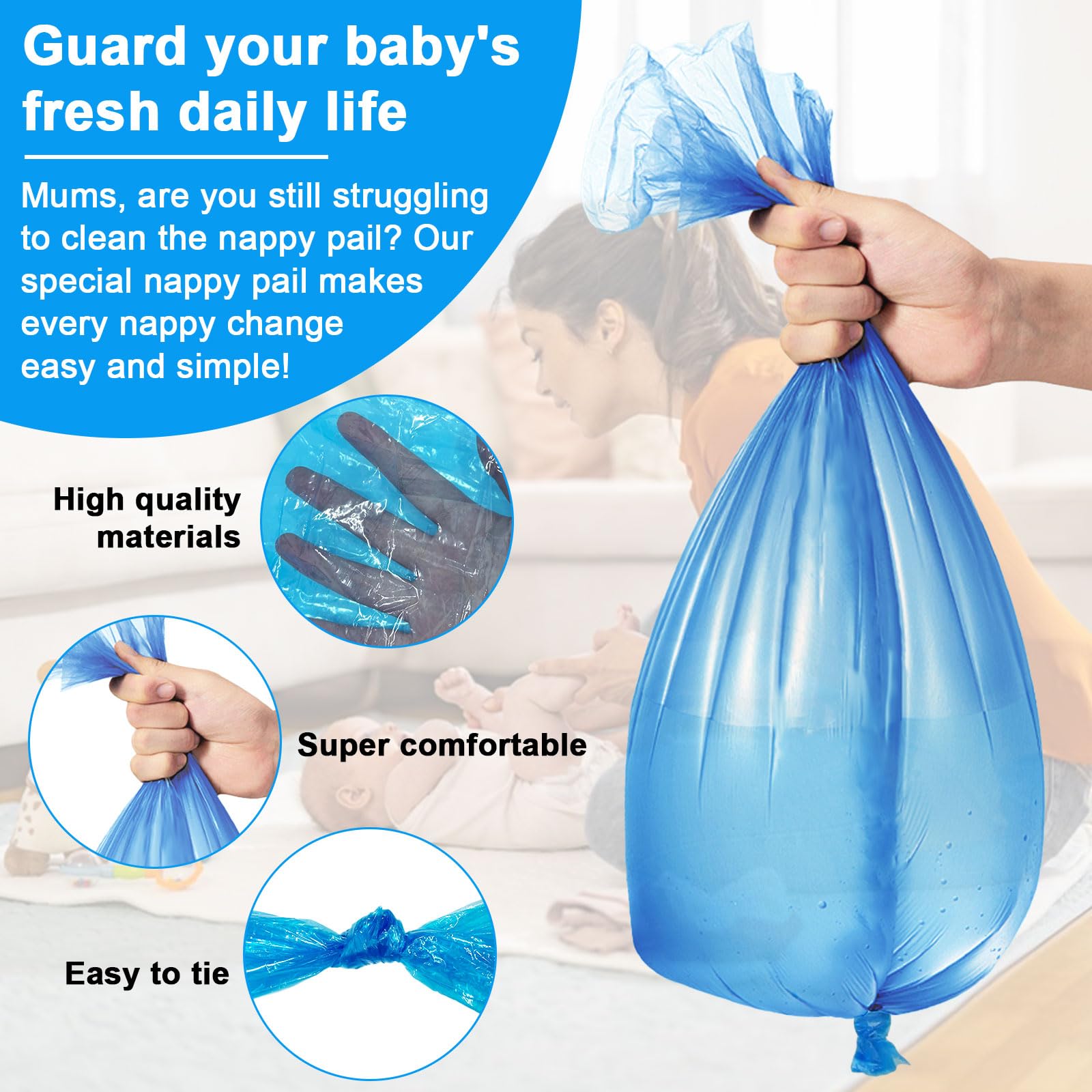 10 Recambios para Contenedor de Pañales - Compatible con Tommee Tippee, Sangenic Tec, Simplee y Twist & Click - Papelera para Pañales de Bebé (Paquete de 10 Unidades)