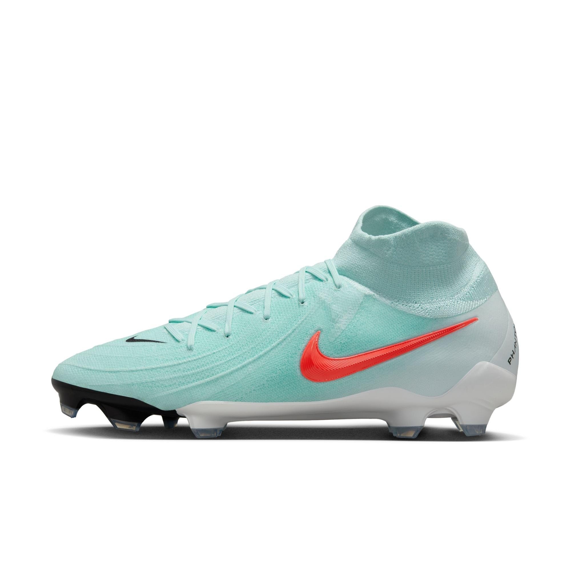 Nike Men's Phantom Luna II PRO FG Football Shoes, Mint/Atomic Red-Off Noir, 7.5