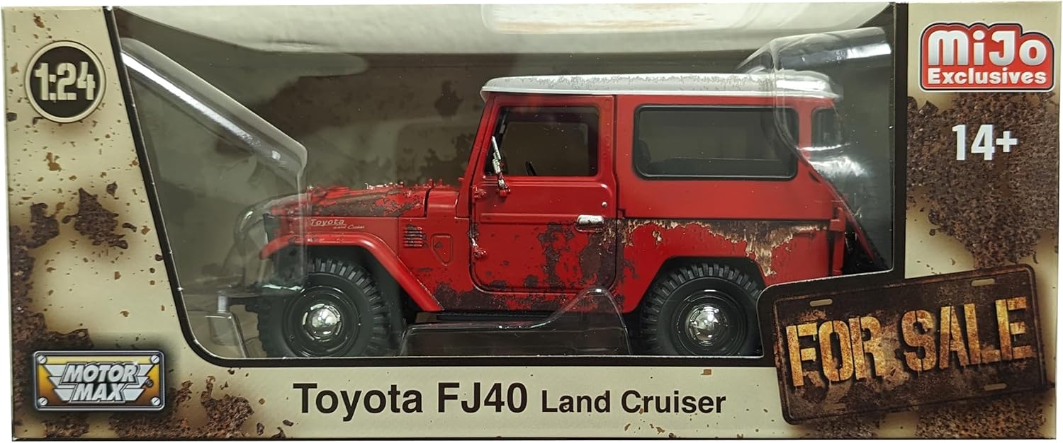 FJ40 Land Cruiser Red with White Top (Rusted Version) for Sale Series 1/24 Diecast Model Car by Motormax 79323RRS
