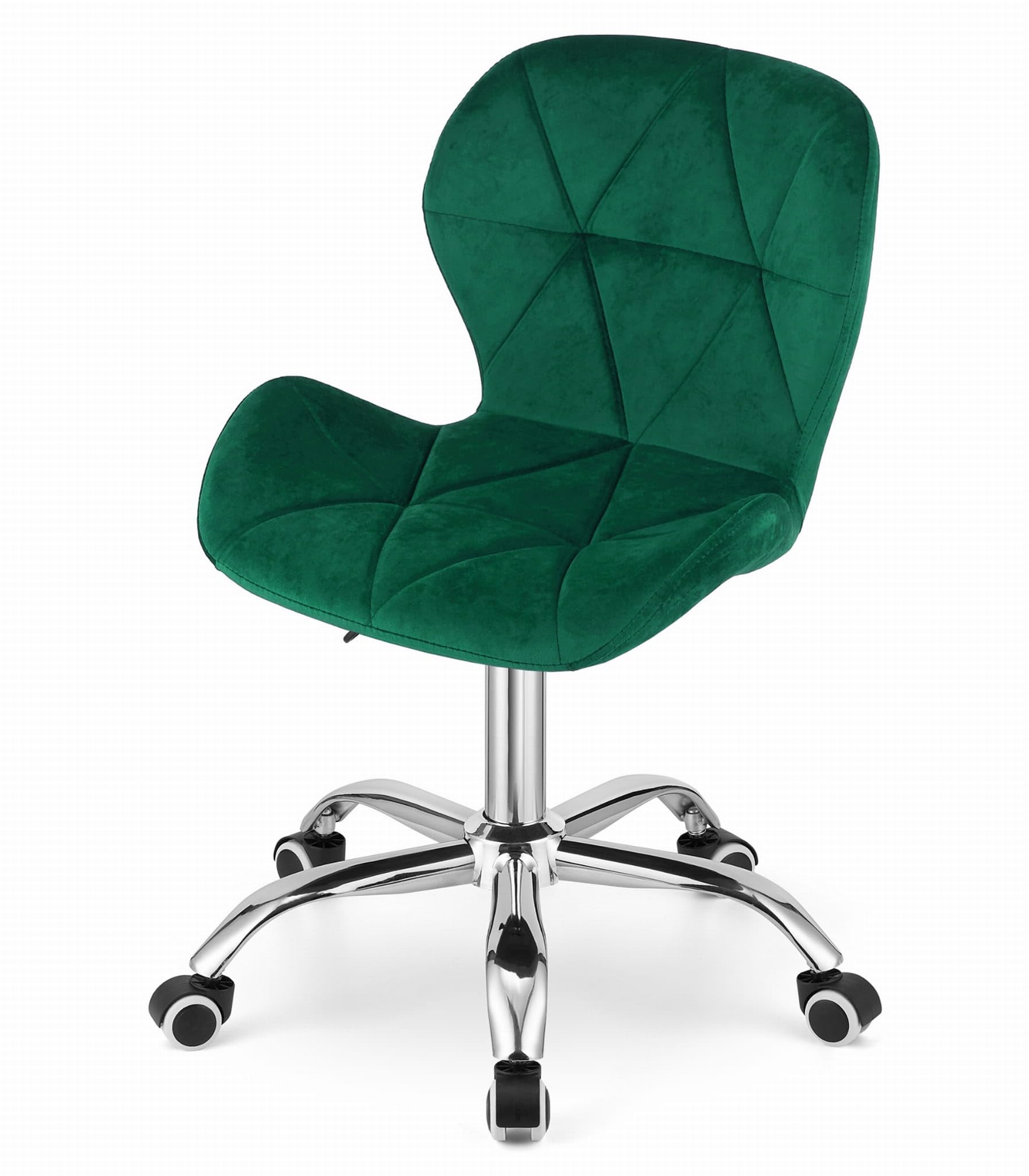 Sedia Scrivania Velluto Design Geometrico, Verde | pistone a gas, seduta regolabile, ufficio, moderna, ruote fluide, ergonomica