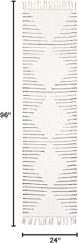 Miniatura 2 de Unique Loom Chindi Cotton Collection - Alfombra de área Briah (2 x 8 pies, color blanconegro)