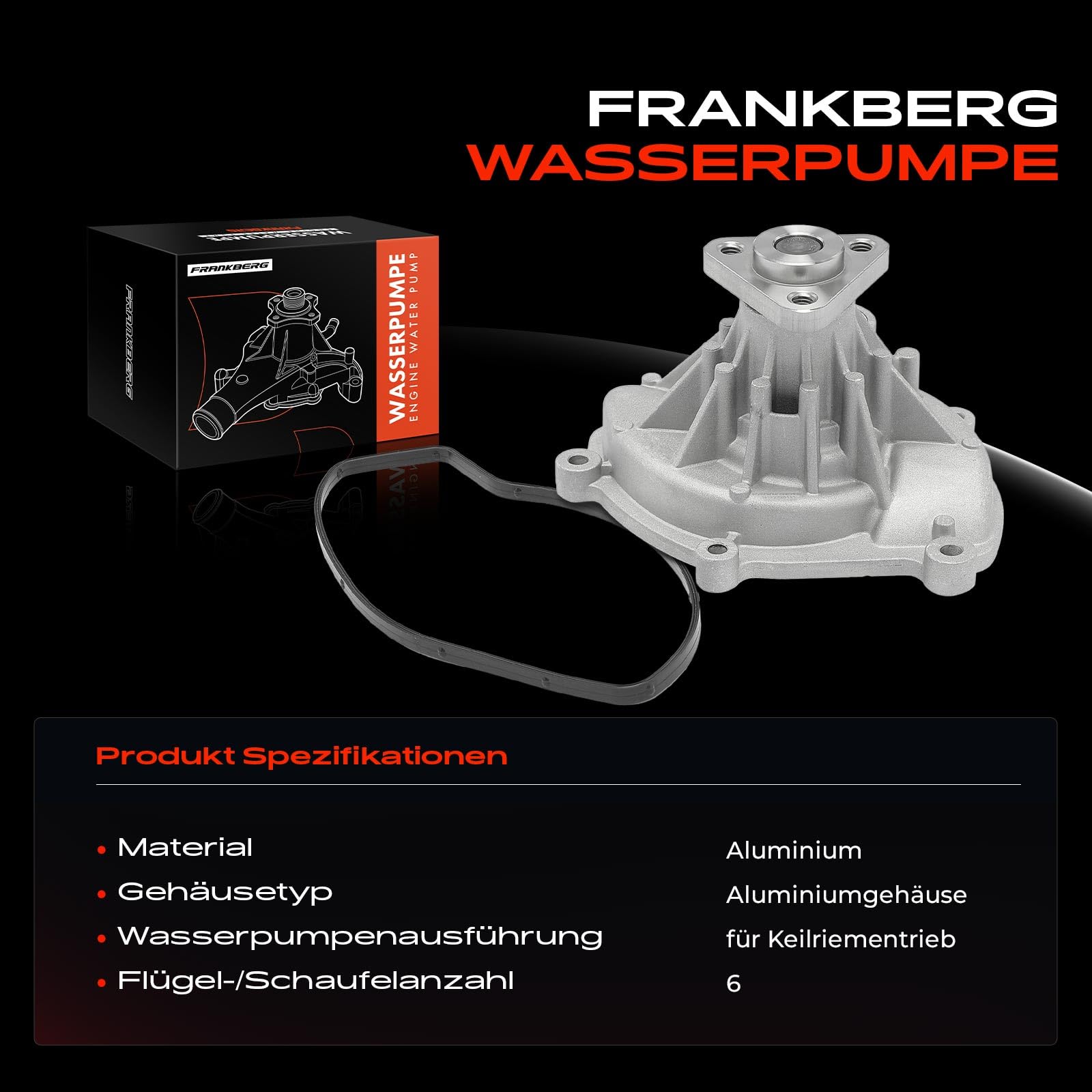 Frankberg 1x Wasserpumpe Benzin Kompatibel mit C.a.y.e.n.n.e 92A 4.8L 2010-2015 C.a.y.e.n.n.e 9PA 4.8L 2007-2010 P.a.n.a.m.e.r.a 970 3.0L 4.8L 2009-2016 Replace# 94810603301