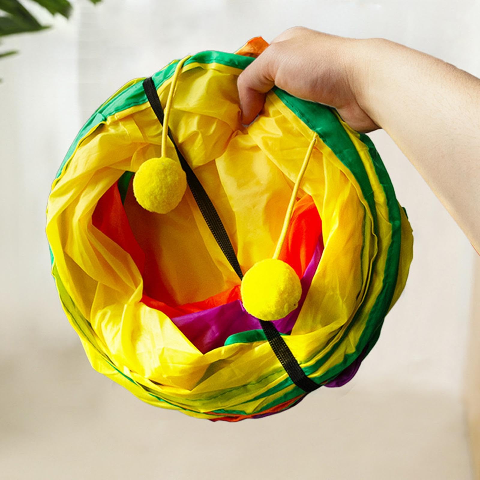 para Gatos Juguete Interactivo Plegable Mascotas Tubo de Juego con Bola Material Poliéster Reforzado Adecuado para Gatos Perros Pequeños, Vistoso