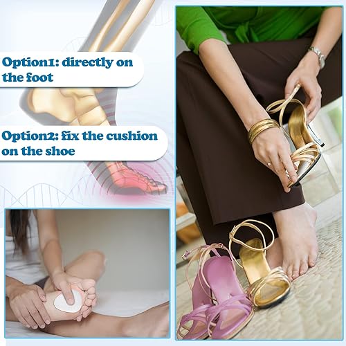 Miniatura 6 de Jiuguva Paquete de 60 almohadillas metatarsianas para pies de 0.25 pulgadas de grosor, almohadillas adhesivas de fieltro suave metatarsiano para