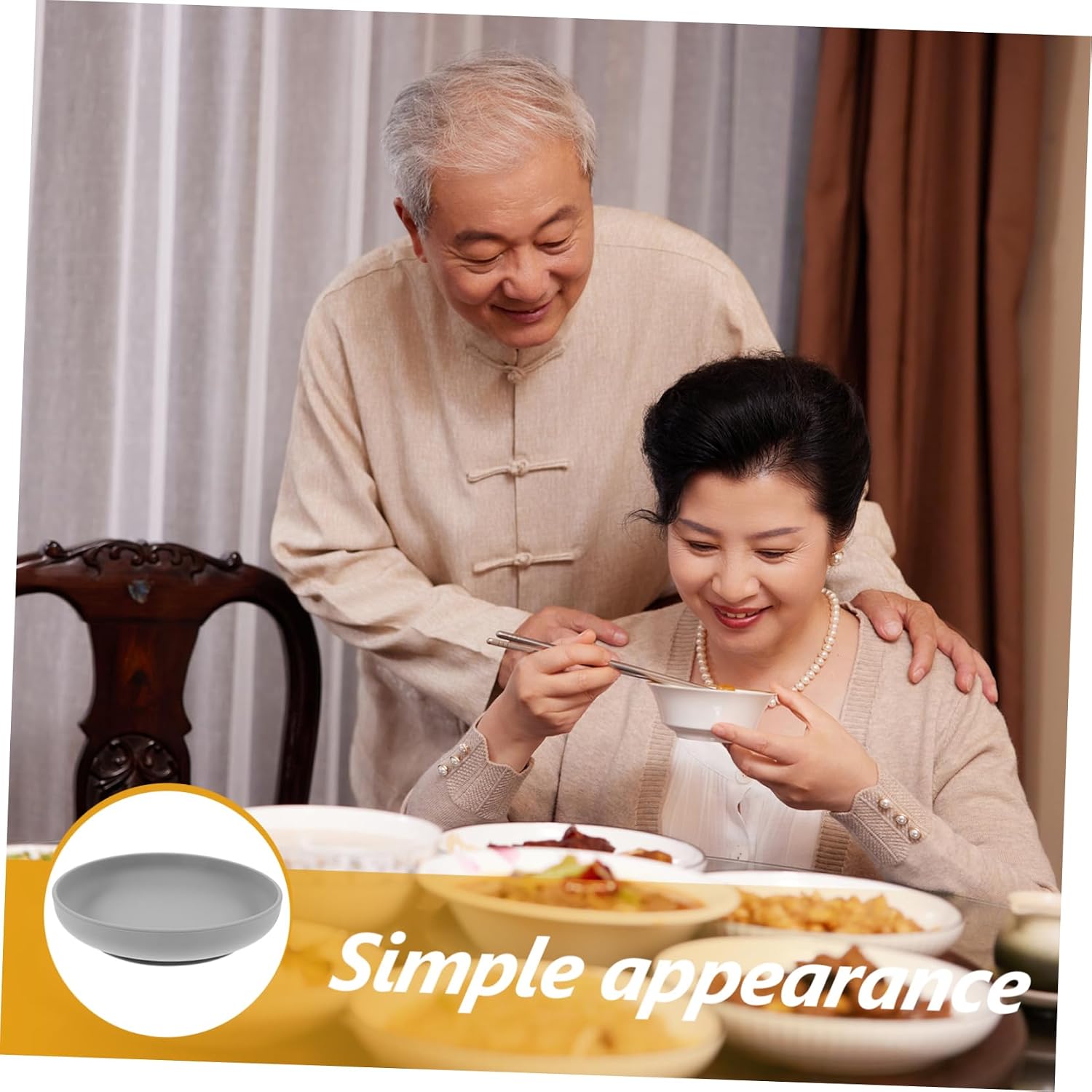 Suction Base Dining Plate for Seniors Spillproof Unbreakable Scoop Dish Self Feeding Bowl for Elderly Disabled Easy to Clean Portable Tableware