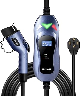 Level 2 Portable EV Charger (240 Volt, 25ft Cable, 25 Amp), Electric Vehicle Charger Plug-in EV Charging Station with NEMA 14-30P