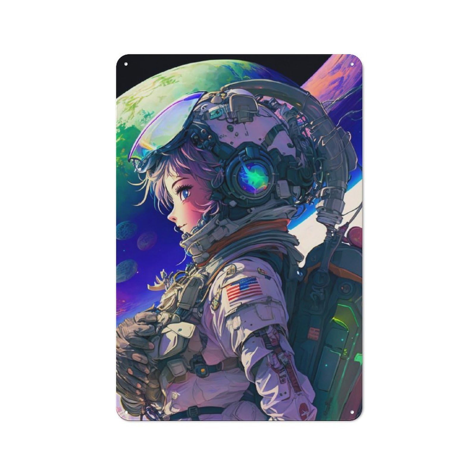 The Astronaut Printed Metal Sign, Easy to Hang Plaque for Living Room, Hallway, Kitchen Or Pet Corner, 30x20cm