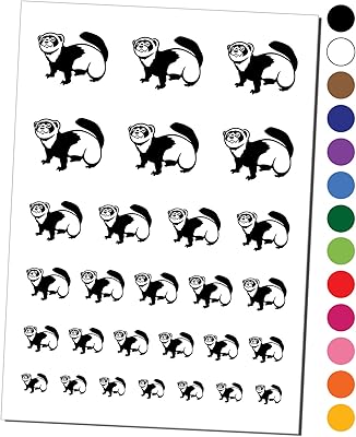 Friendly Ferret Temporary Tattoo Water Resistant Fake Body Art Set Collection - Black (One Sheet)