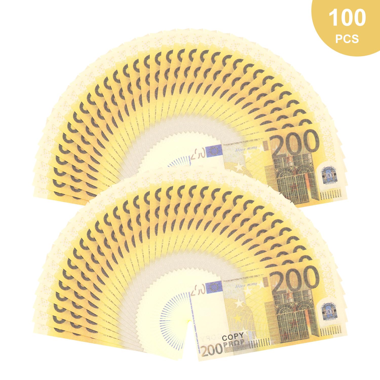 Mecool 2.40 x 1.26" 100 Pcs €200 Euros Bills Pretend Cash - Image 4