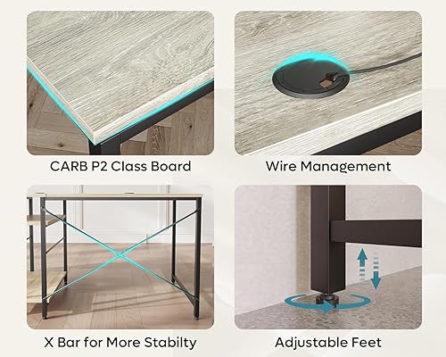Miniatura 28 de Bestier Escritorio en forma de L con estantes, escritorio esquinero reversible de 86.6 pulgadas o mesa larga para 2 personas para oficina en casa,