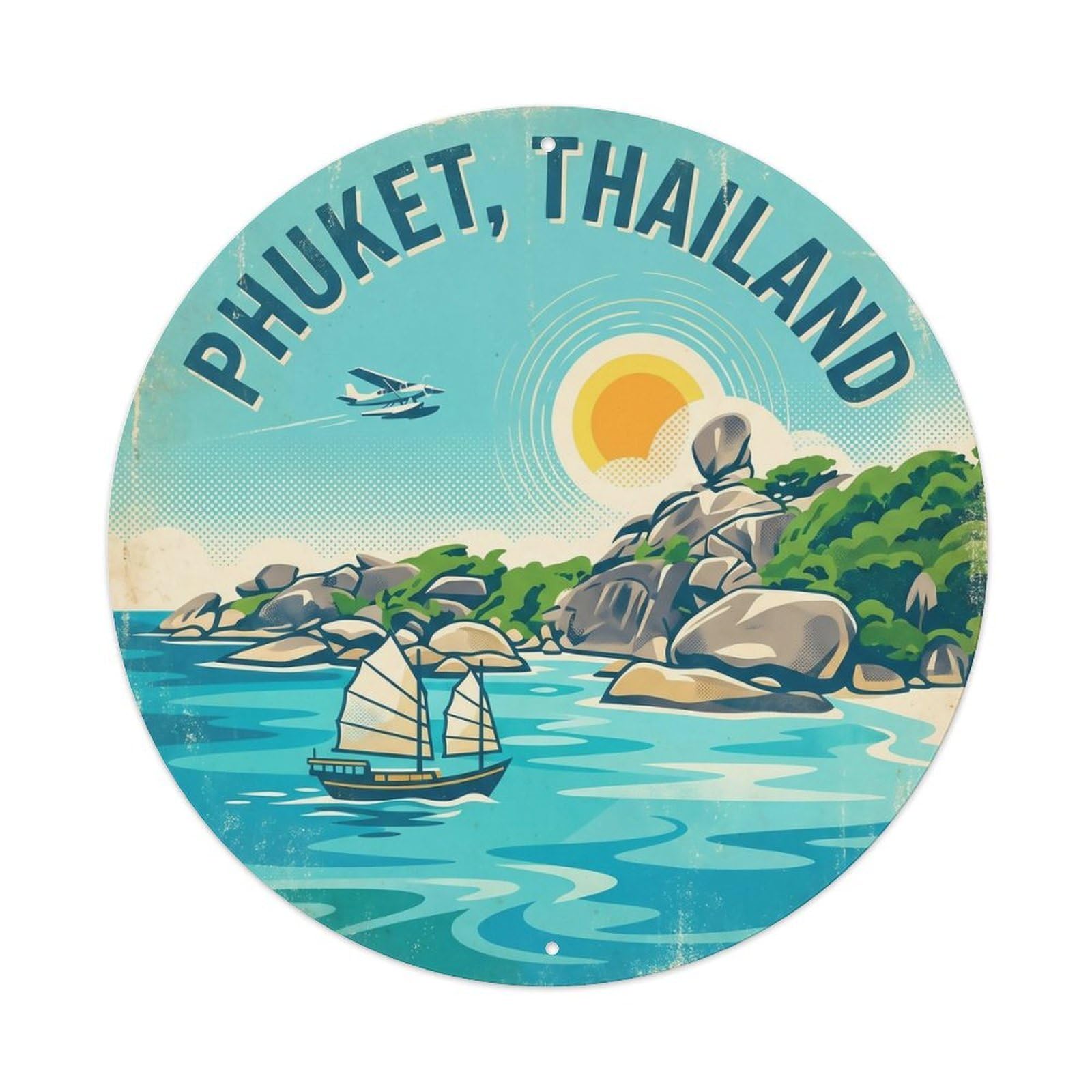 Odgynaw 8X8inch(20X20cm) Phuket Similan Islands Island Tropical Coastal Journey Metal Tin Sign
