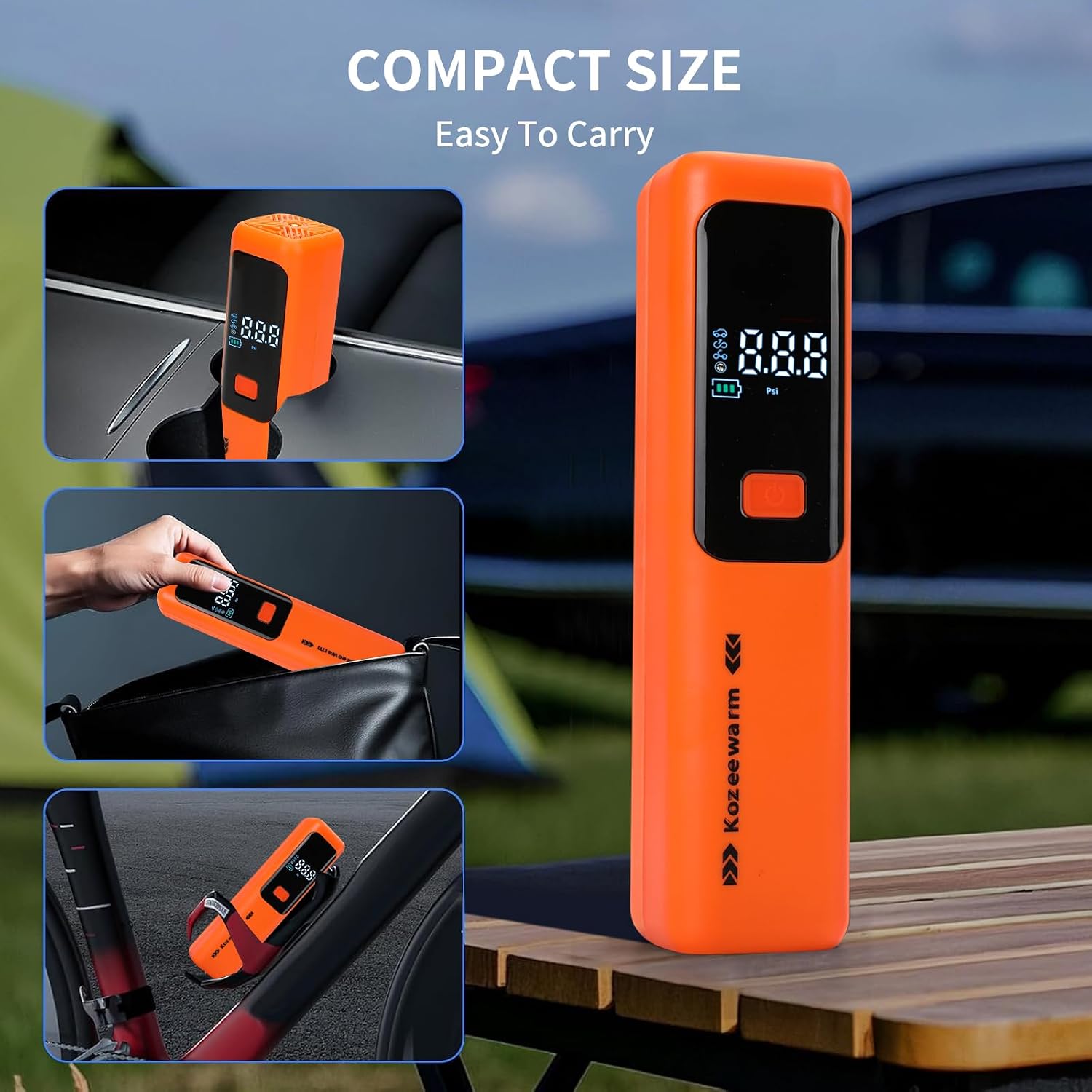 Tire Inflator Portable Air Compressor, 150PSI Cordless Car Tire Pump with Digital Pressure Gauge, Rechargeable Battery,for Car, SUV, Motorcycle, Bicycle & Ball
