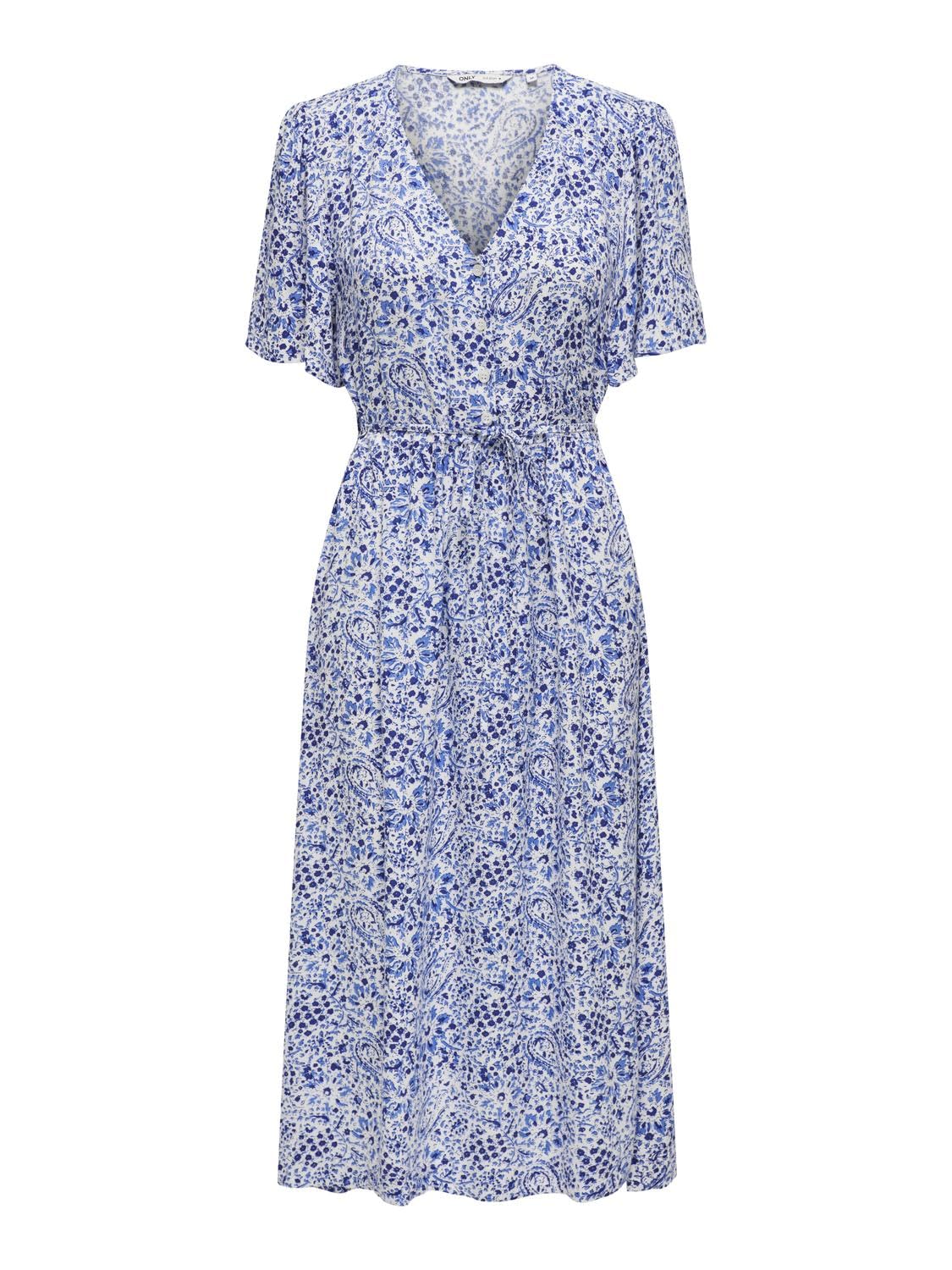 ONLY Onlhalia S/S Midi Dress WVN Noos, White, S