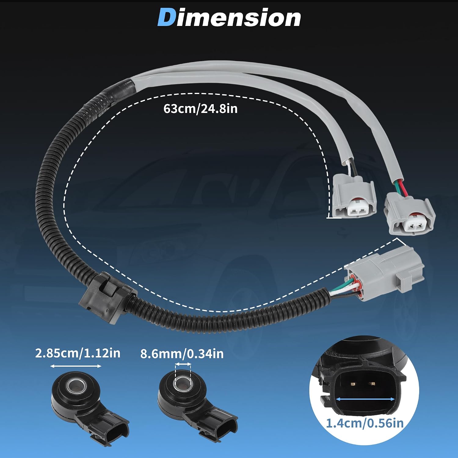 Knock Sensor with Harness Set for Lexus ES330 GX470 LS430 RX330 for Toyota 4Runner Avalon Tacoma Corolla FJ Cruiser Camry RAV4 Tundra, 89615-06010/89615-20090/89615-B6010/89615-BZ0