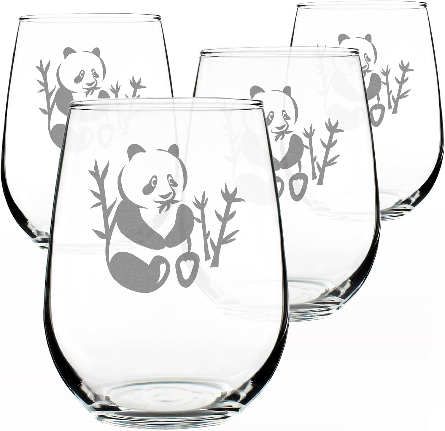 Bevvee Panda Stemless Wine Glass - Panda Gifts and Decor - Set of 2 - Large 17 Oz Glasses