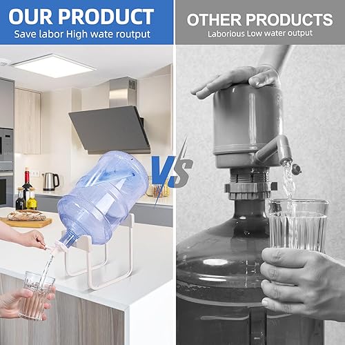 Miniatura 6 de Dispensador de agua de 5 galones, soporte dispensador de agua de metal desmontable y 2 válvulas dispensadoras, soporte para jarra de agua para