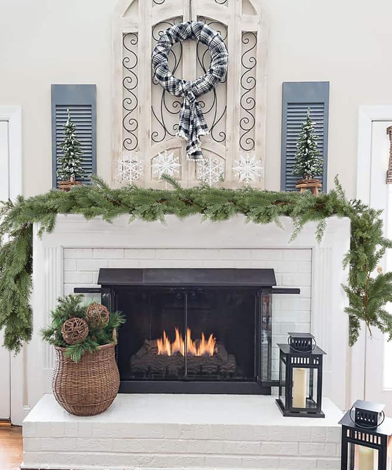 Lvydec 6ft Christmas Pine Garland Decoration, Christmas Greenery Garland Realistic Pine Needle Cypress for Holiday Mantel Fireplace Table Centerpiece - Image 6