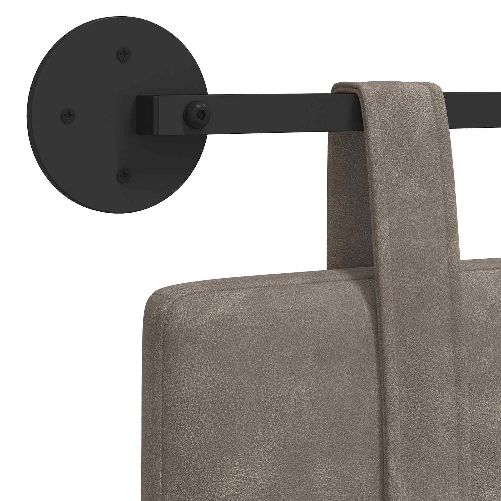 Cabecero colgante gris antiguo PU, 190 x 55 x 5 cm, juego de 2 unidades con fijación a la pared, cabecero tapizado para dormitorio, habitación de invitados, cama doble, respaldo y cojín de