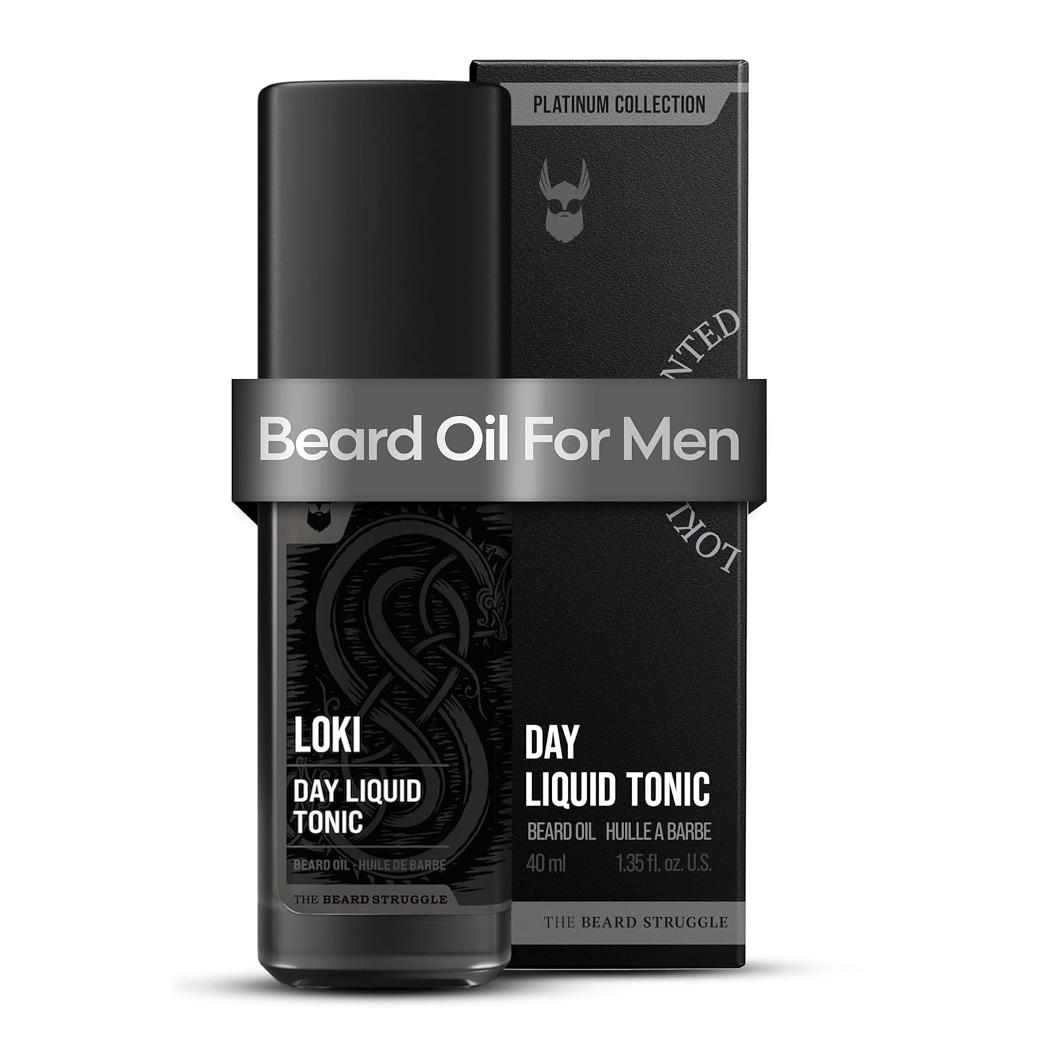 Beard Oil for Men by Beard Struggle – Day Liquid Tonic Beard Growth Oil – Moisture & Soften Your Beard – Platinum Collection, Loki Unscented (1.35 Fl oz)
