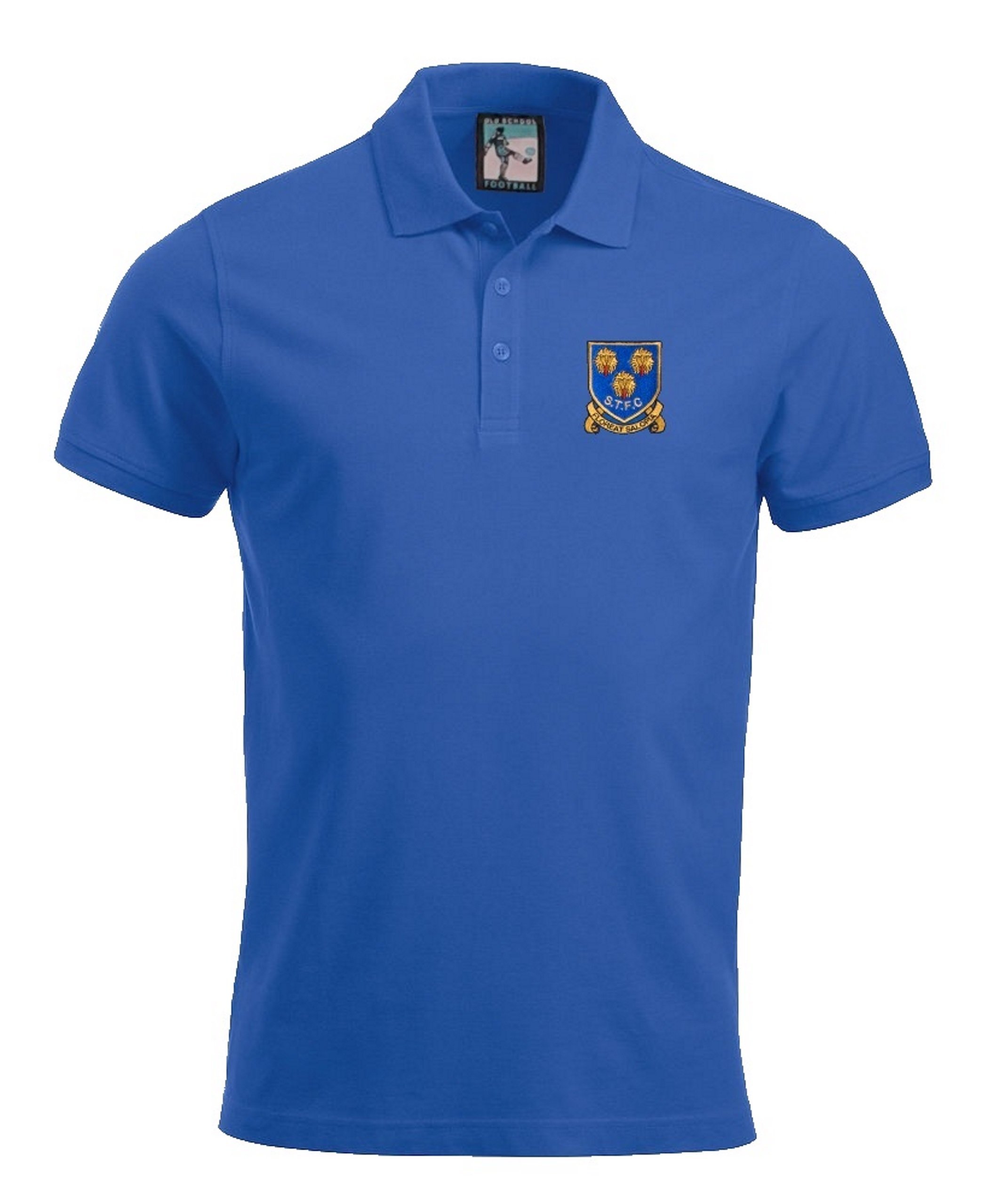 Shrewsbury 1993-2007 Retro Football Polo Embroidered Logo Royal Blue