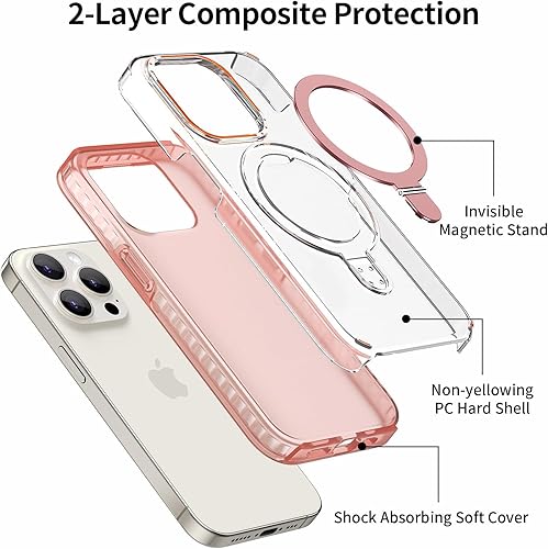Miniatura 3 de Flodsw Funda para iPhone 15 Pro compatible con MagSafe, funda magnética más fuerte 15 Pro con soporte, protección militar contra caídas PC+TPU funda