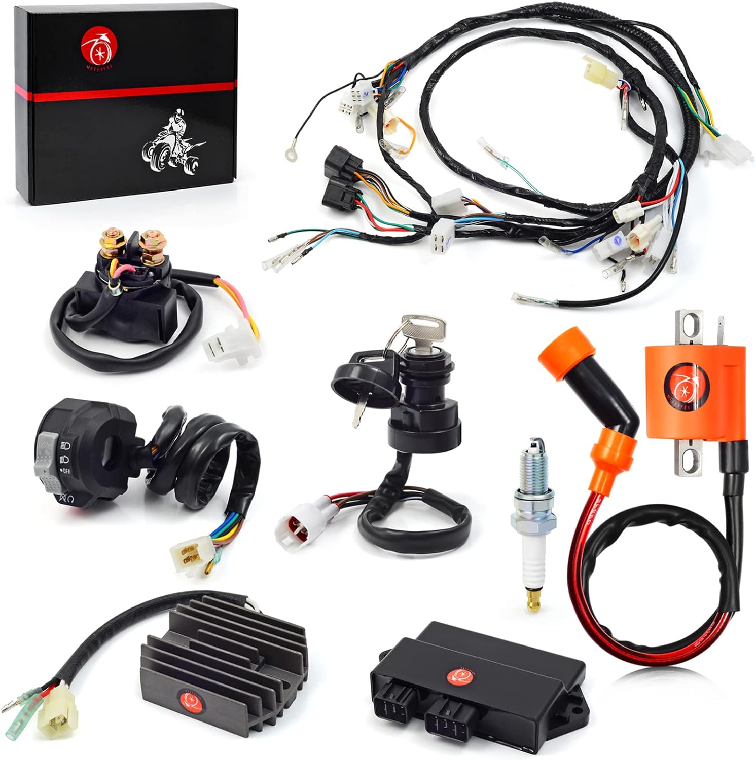 Complete Ignition Wire Harness Kit For Yamaha Warrior 350 YFM350X 1997-2001 – Includes Coil, CDI, Regulator, Switches & More