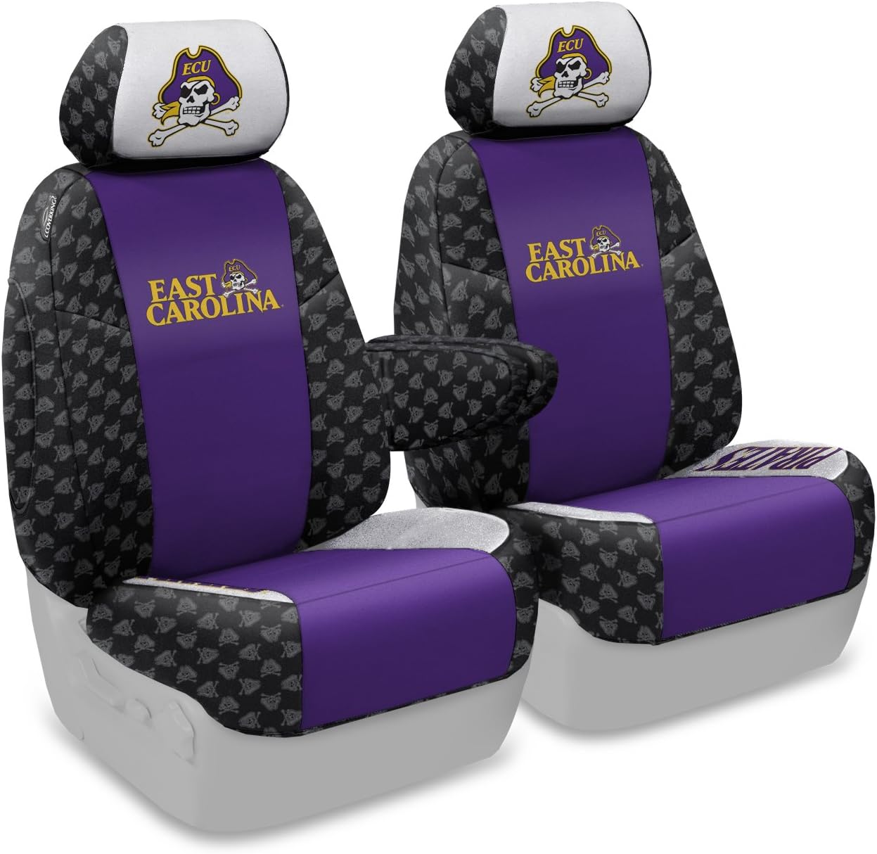 Coverking Front 50/50 Bucket NCAA Licensed Custom Fit Seat Cover for Select Land Rover Range Rover Models - Neosupreme (East Carolina University)