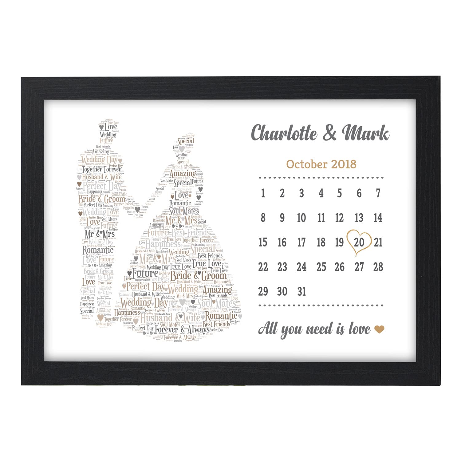 Buy Personalised Wedding Date Gifts for Bride and Groom Wedding Day