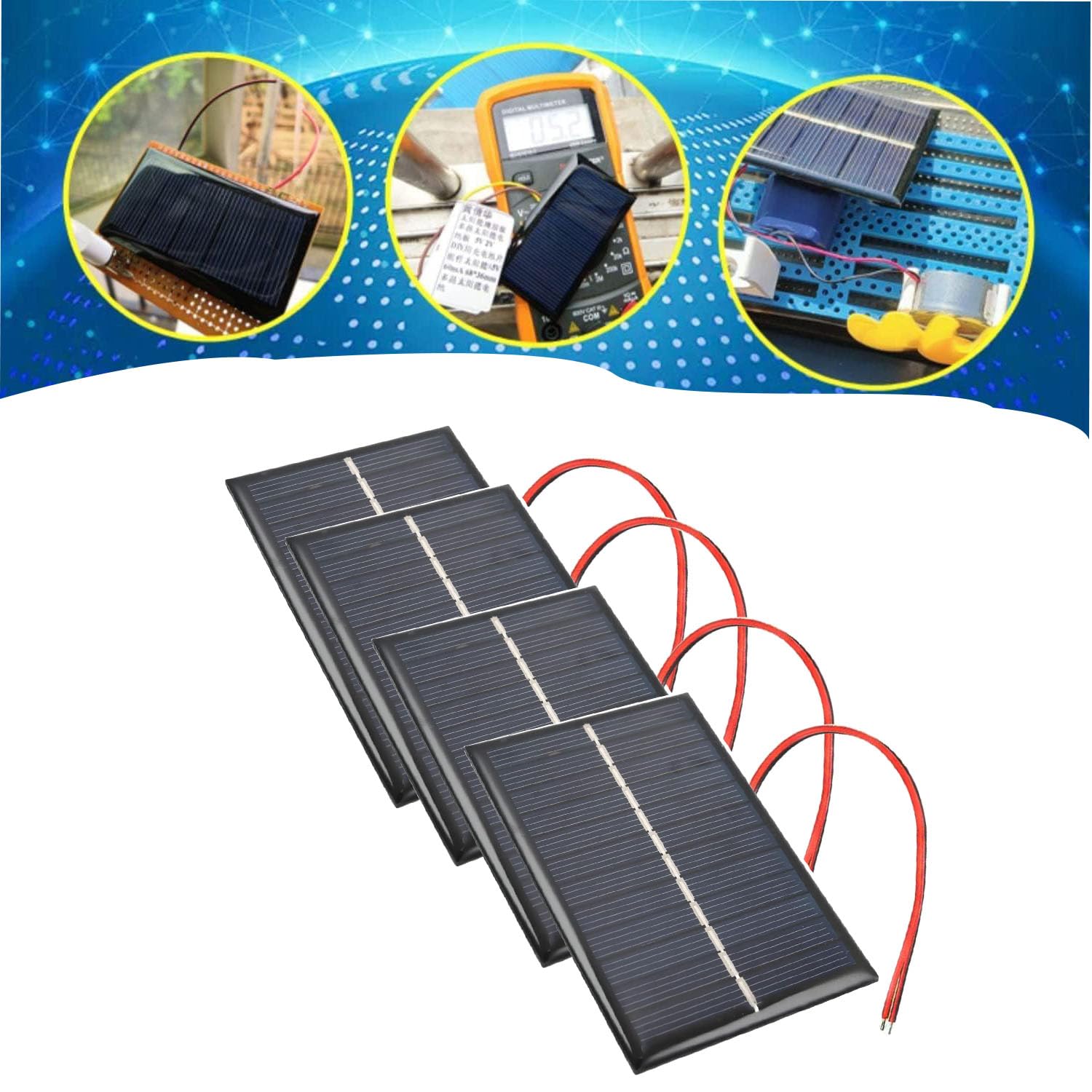 RUNCCI-YUN 4pcs 6V 100mA 90X60mm Micro Mini Panneau Solaire cellules,Polysilicon,Portable,pour l'énergie de l'énergie Solaire, Accueil Bricolage, projets scientifiques,Jouets, Chargeur de Batterie