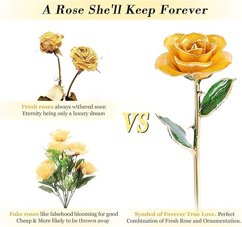 Miniatura 4 de Rosa Ejoyous bañada en oro rosa de 24K, rosa dorada de 24K, floreciente siempre para regalo de novia, tu mujer, mujeres en San Valentín,