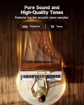 Donner OURA S100 Digital Piano with 88 Key Graded Hammer Weighted Keyboard for Beginner, Full Size Electric Piano Keyboard with Bluetooth, 3 Original Demos, LOCAL OFF, 210 W, Piano Three Pedal,White