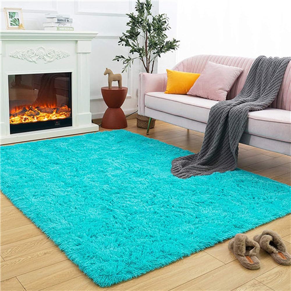 Fluffy Shag Bedroom Rug Area Rugs for Living Room Fuzzy Plush Dorm Rug Furry Carpet for Indoor Modern Soft Home Decor,White and Black,200cm x 250cm
