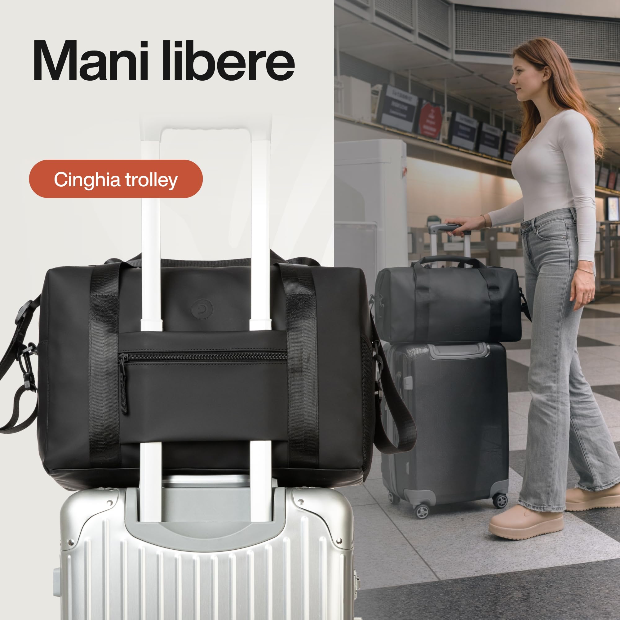 TRAVEL DUDE Borsa Ryanair 40x20x25 – Perfetto Bagaglio a Mano per Viaggio, Compatibile con Ryanair & Wizzair, Nero