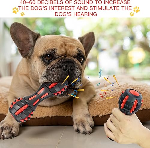 Miniatura 4 de UXVA Juguetes chirriantes para perros, juguetes masticables para masticadores agresivos, juguete de goma para perros, juguete de mancuernas para