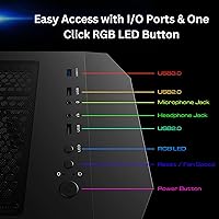 Vista 17 de GAMDIAS ATX Mid Tower ARGB - Carcasa para computadora de videojuegos con vidrio templado lateral, 4 ventiladores ARGB PWM integrados de 4.724 in