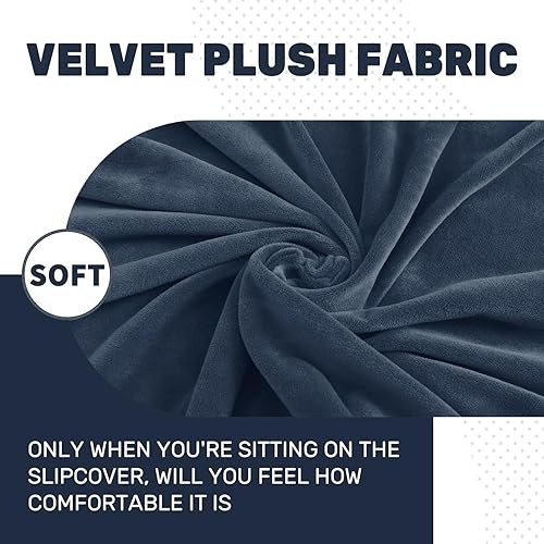 Miniatura 3 de ZNSAYOTX Fundas elásticas de terciopelo reclinable, 4 piezas, funda para silla reclinable de felpa suave más gruesa con bolsillos laterales,