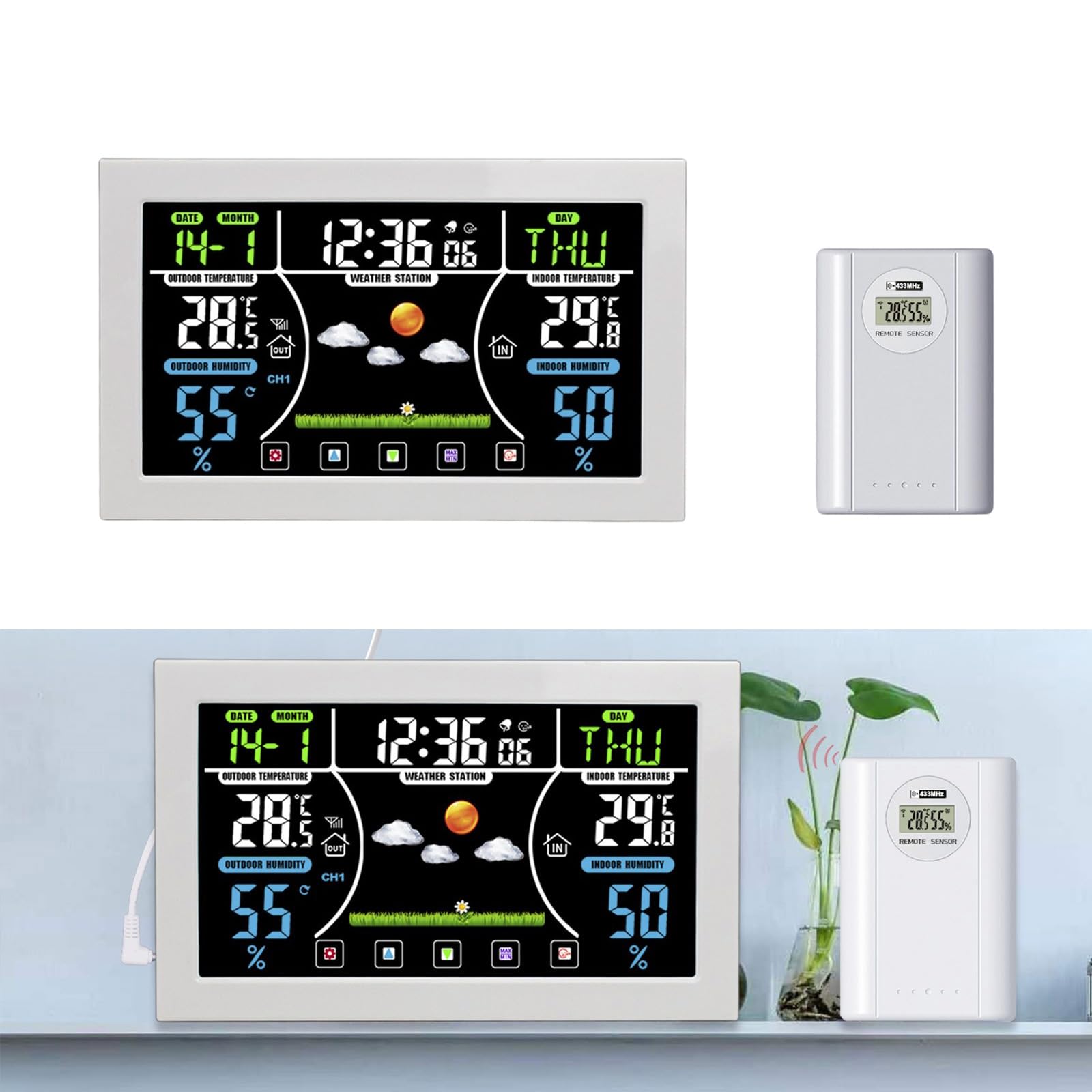 Igrometro di temperatura sveglia digitale con grande schermo LCD per camera da letto cantina giardino garage uffici cantina igrometro interno esterno