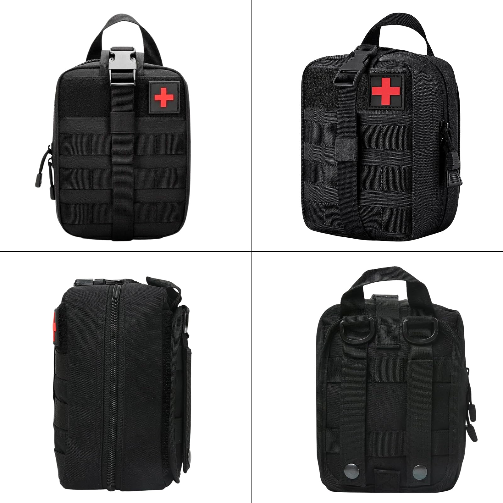 Borsa di Pronto Soccorso Tattico, Borsa Medico Smontabile Impermeabile, Sacchetto Emergenza Tattica Medico, Tattica Vuota Tasca, Kit Pronto Soccorso Trekking per Viaggio Campeggio (Nero)