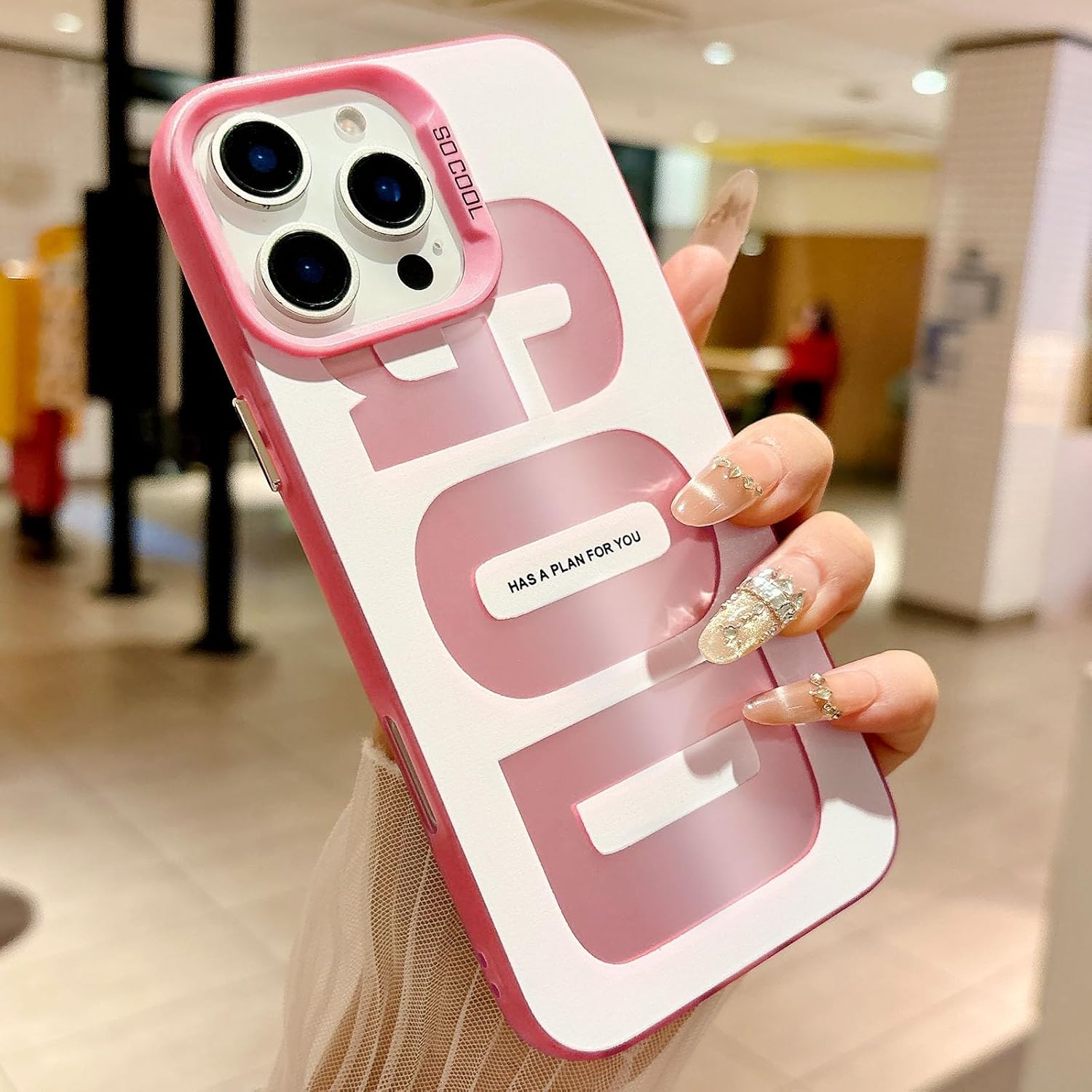 "GOD HAS A Plan for You Phone Case for iPhone 11 Pro, Cute Fashion Letter Print Aesthetics Design Simple Case, Soft TPU Slim Shockproof Cover for Girls Women and Men - Pink image 3