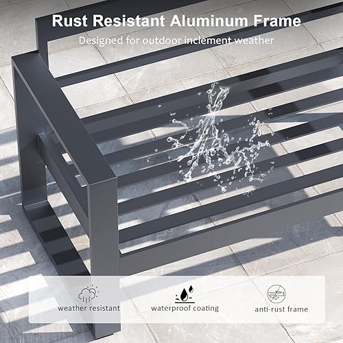 Miniatura 7 de LayinSun Silla de aluminio para patio al aire libre, juego de 2 sillones modernos de metal con cojines gruesos lavables