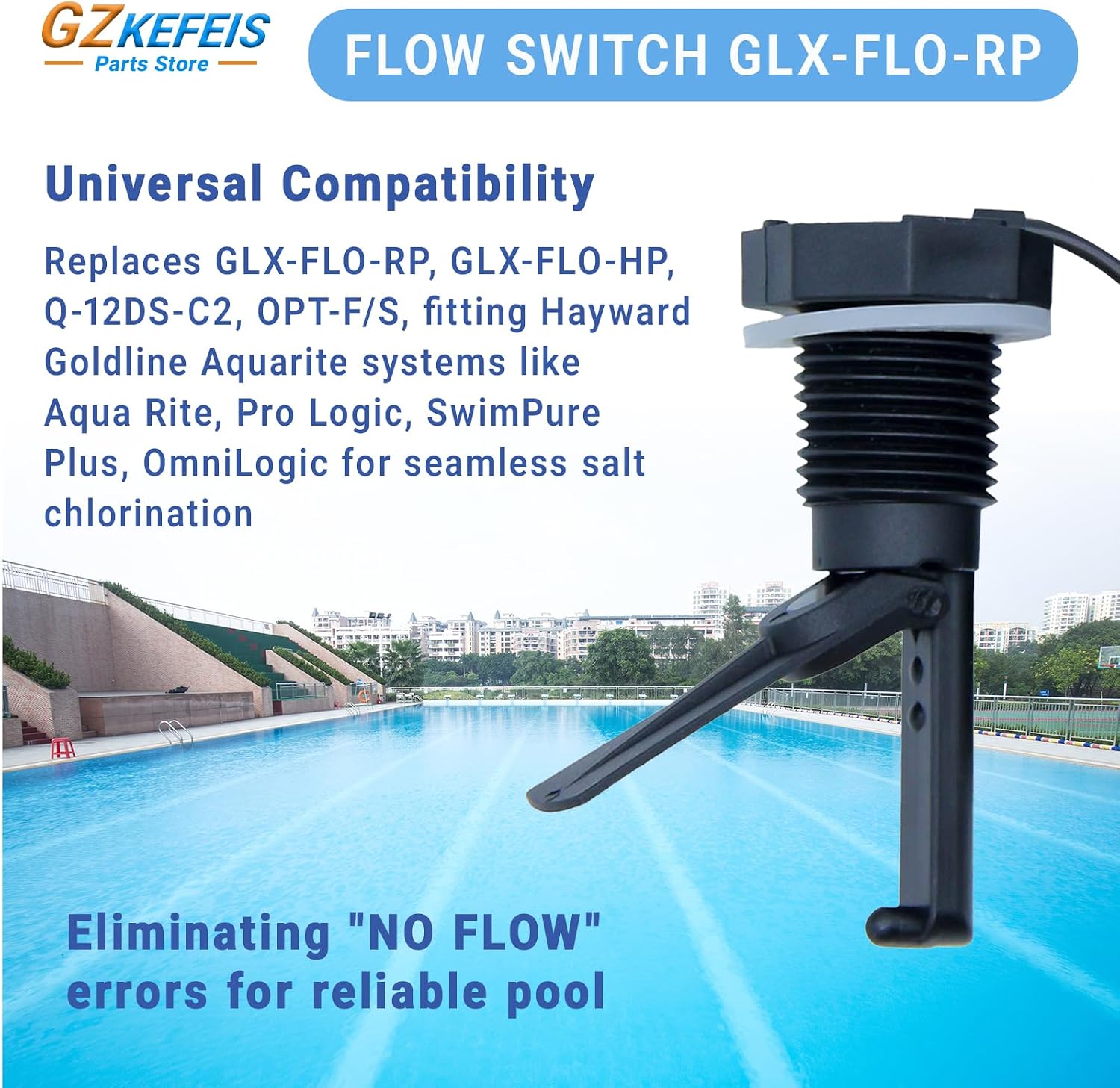 Flow Switch for Hayward,Replacement for GLX-FLO-RP,Flow Switch for Hayward Goldline Aquarite Salt System,Pool Flows Sensor for Salt Cell and Chlorine Generators,15 Foot Cable