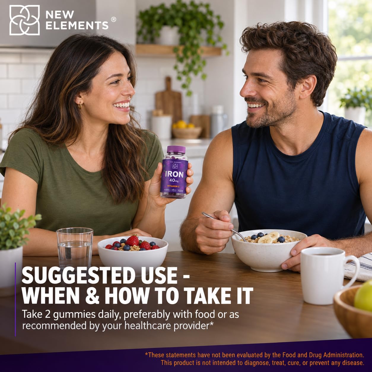New Elements Iron Gummies 40mg with Vitamin C 100mg – Best Iron Supplement for Women, Men & Adults – Free Blood Builder for Anemia – Immune Support & Energy Booster | Fruit Pectin | Vegan | Non-GMO — Amazon image 7