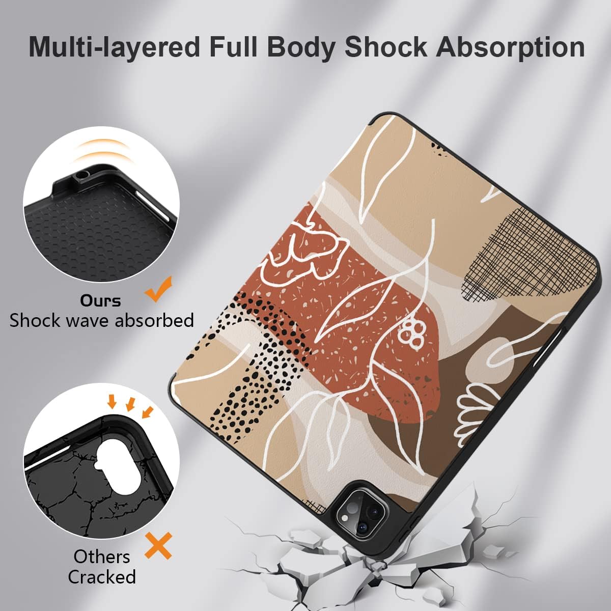 DONGKE Case for 2021/2022 iPad Pro 12.9 inch 5th / 6th Gen - Slim Protective Case - Apple Pencil Charging - Trifold Stand & Sleep/Wake Cover, Also Fits to iPad Pro 12.9 3rd / 4th Gen, Tropical Leaves