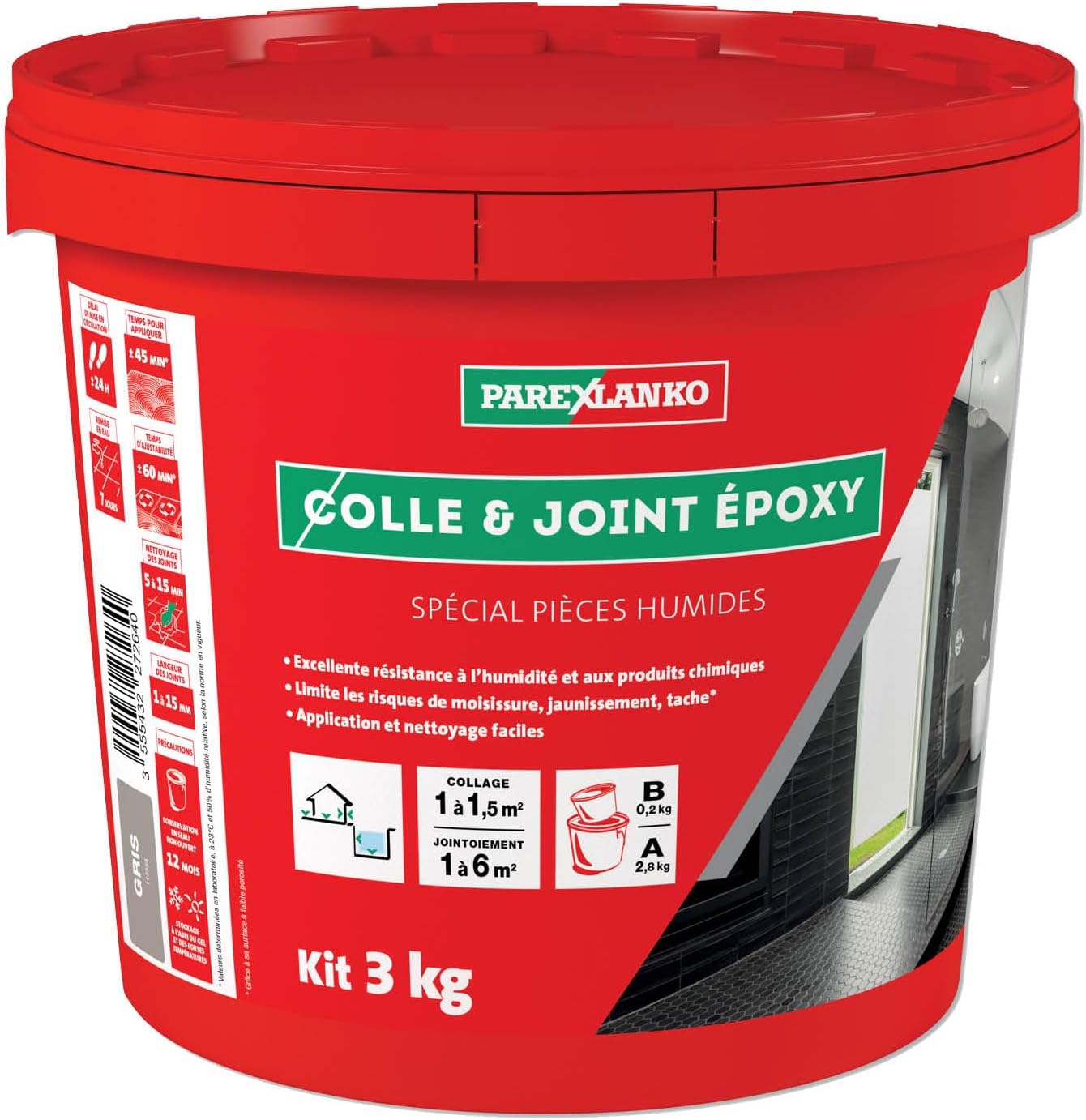 Parexlanko, Salle de bains et cuisine, Colle carrelage en pâte pour mur — free download