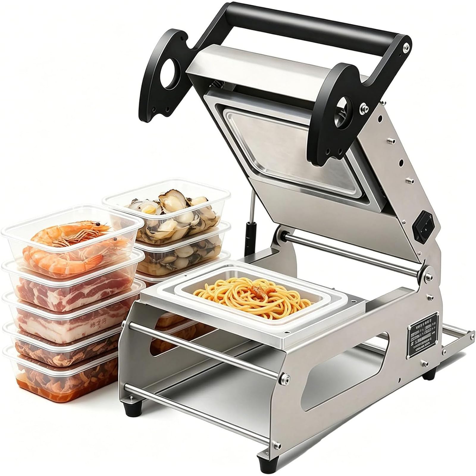 BITYCOW Manual Food Tray Sealer, 7-8 Seconds Efficient Sealing Packaging Machine Compatible with Various Sealing Films for Meal Prep Boxes Traysize14x14cm