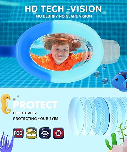 Miniatura 7 de NSSIW Gafas de natación para niños, gafas de natación para niños gafas de piscina antivaho sin fugas, paquete de 2 unidades de 3 a 16 años