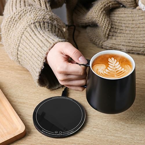 Miniatura 4 de APEKX Juego de calentador de tazas de café de taza caliente, temperatura constante estable e inteligente de 131 F, carga inalámbrica de 15 W,