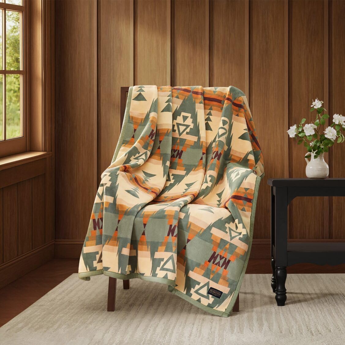 Pendleton Throw Blanket Soft Lightweight Decorative Blanket for Sofa, Couch, or Bed – Cozy Fall Throw Blanket for Living Room or Bedroom Decor and Gifts for Women, 50" x 70" (Green Multi)