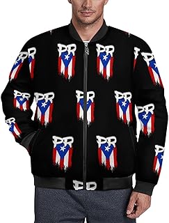 Men's Bomber Jacket - Puerto Rico Pr Flag2比基尼 Lightweight Spring Jacket Casual Windbreaker with Pockets Zip Up Windbreakers
