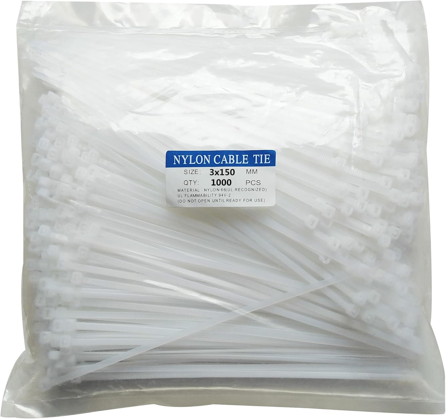 1000 pcs 6 inch Cable Zip Ties Heavy Duty, Premium Plastic Wire Ties with 18 LBS Tensile Strength, UV Resistant Cable Ties, Self-Locking White Nylon Tie Straps